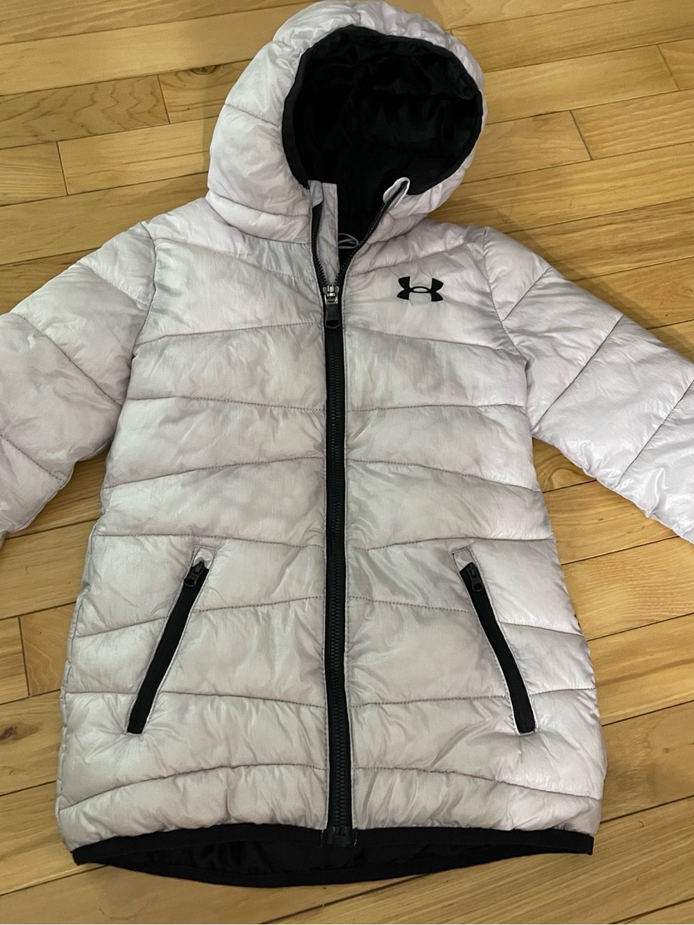 Under Armour Girls Iridescent Metallic Puffer Jacket Parka Coat Youth Girls Sz 5